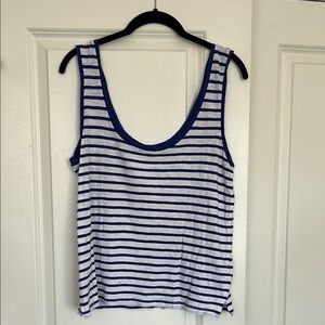 J.Crew Low Back Striped Blue and White Tank Top